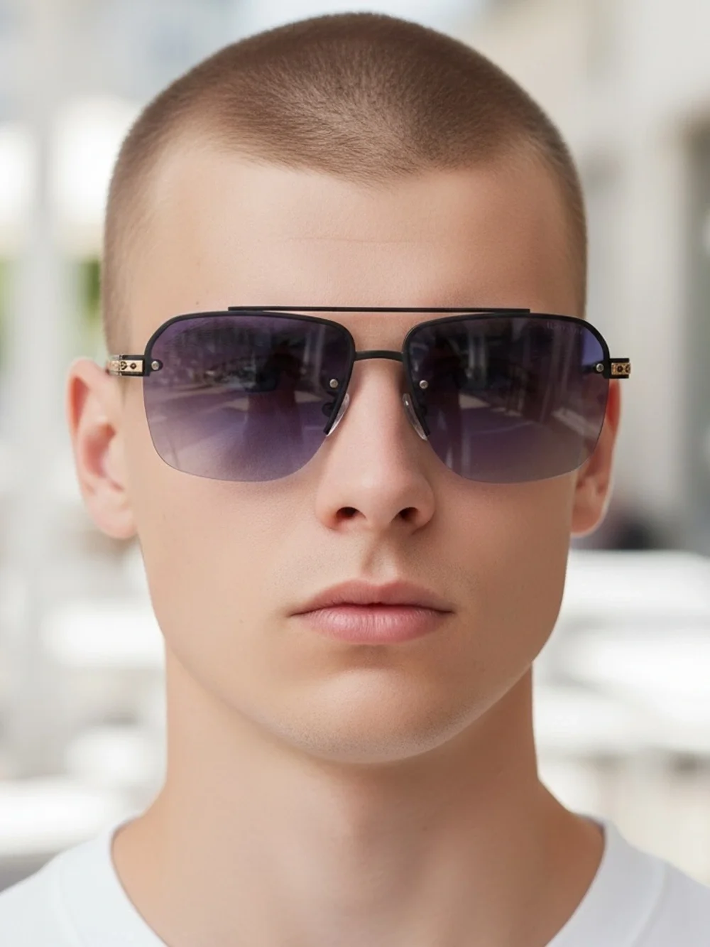 Louis Vuitton Men’s Sunglasses – Black / Purple-Blue Gradient – New – 61-14-138